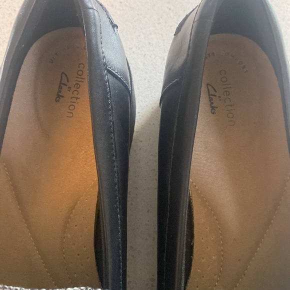 VGUC🍍 Clarks Collection Women's Loafers Shoes Size 10W Leather Black🍍 - Picture 2 of 6